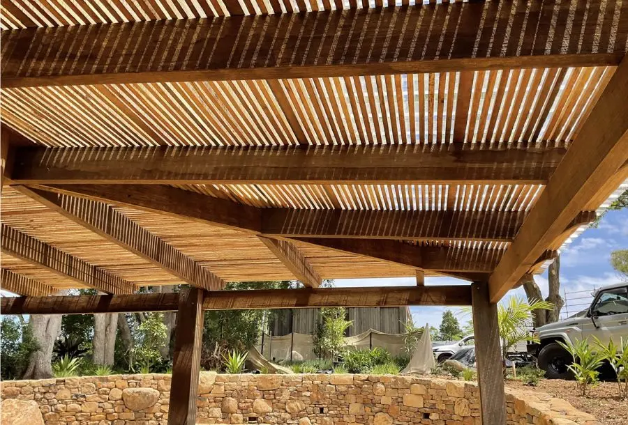 Recycled hardwood pergola